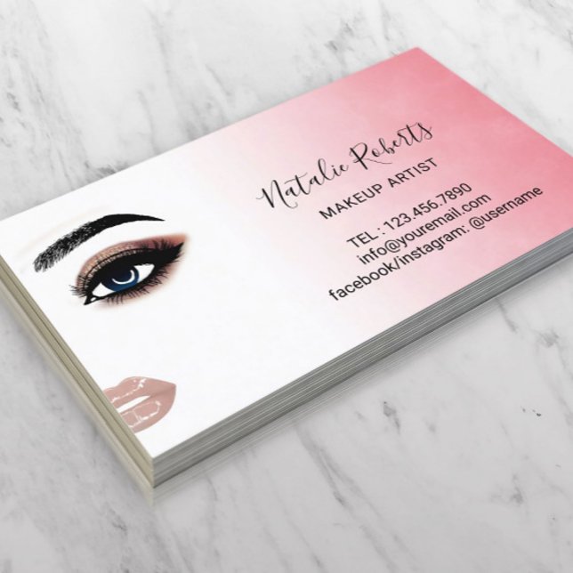 Tarjeta De Visita Eyelash Makeup Artista Acuarela Salón De Belleza (Subido por el creador)