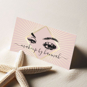 Tarjeta De Visita Eyelash Makeup Artista Moderno Rubor Salón De Oro 
