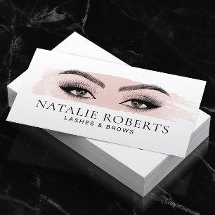Tarjeta De Visita Eyelash Makeup Artista Rubor Pincel rosado