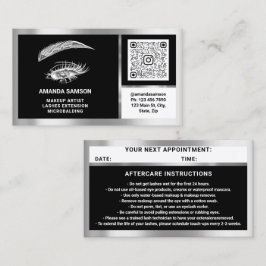 Tarjeta De Visita Eyelash Microblade QRCODE Aftercare BlackWhiteGray