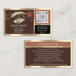 Tarjeta De Visita Eyelash Microblade QRCODE después del cuidado Rosa