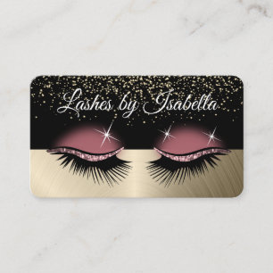 Tarjeta De Visita Eyelash - Rosa Purpurina de oro