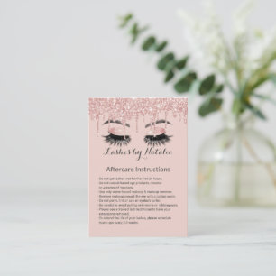 Tarjeta De Visita Eyelash Salon Rubor Rosa Rosa Gold Drip Afcare