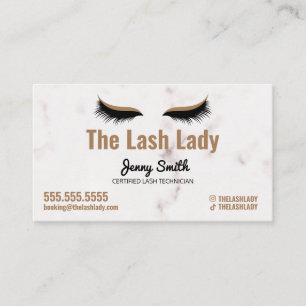 Tarjeta De Visita EyeLash Tech Lash Salón De Belleza Lujo Marble Go