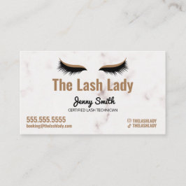 Tarjeta De Visita EyeLash Tech Lash Salón De Belleza Lujo Marble Gol