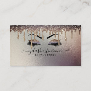 Tarjeta De Visita Eyelash Tech Lash Stylist Bronze Gold Purpurina Dr