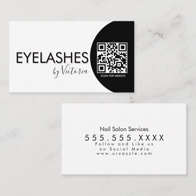 Tarjeta De Visita Eyelashes Belleza Salon Eyelashes CÓDIGO QR (Anverso / Reverso)