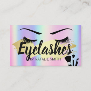 Tarjeta De Visita Eyelashes   Cepillado de oro   Arcoiris Metálico