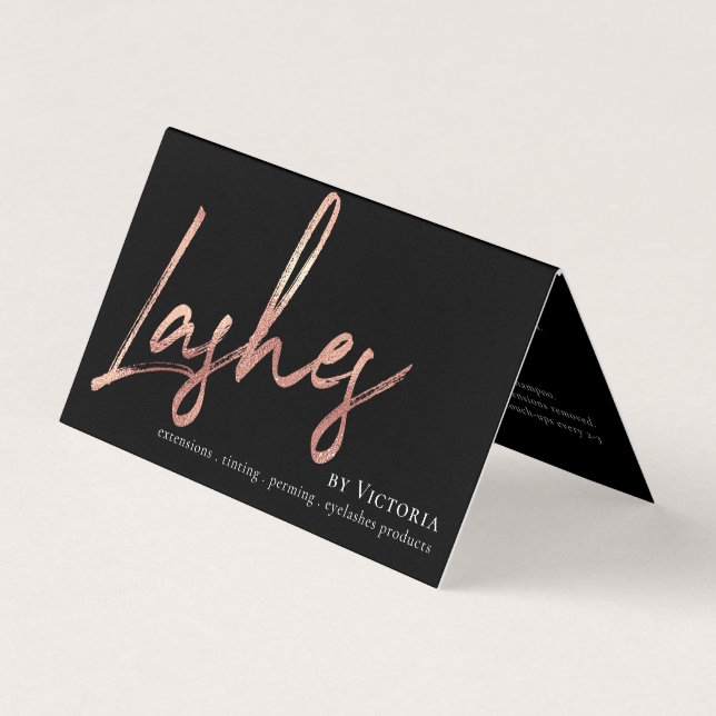 Tarjeta De Visita Eyelashes Cuidan Relieve metalizado dorado De Leal (Anverso)