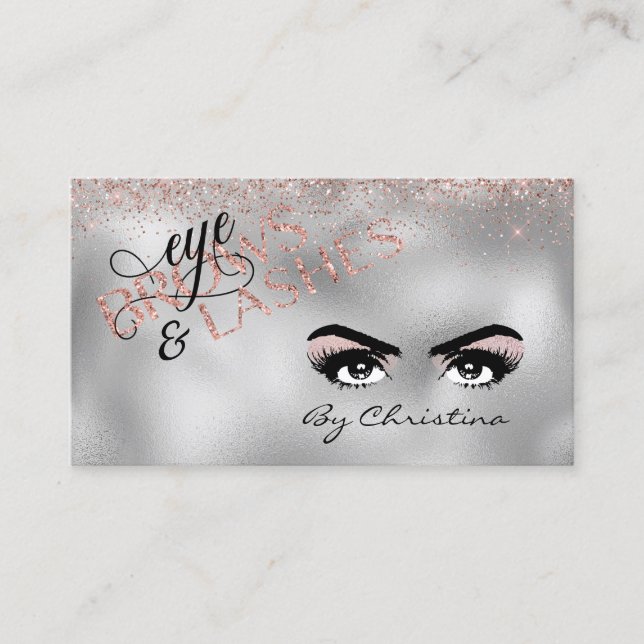 Tarjeta De Visita Eyelashes de cejas Rosa manuscrito Waxing de oro (Anverso)