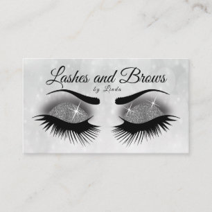 Tarjeta De Visita Eyelashes - Purpurina gris humo