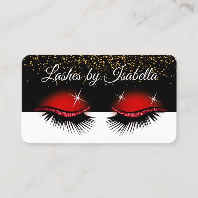 Tarjeta De Visita Eyelashes - Purpurina rojo (Anverso)