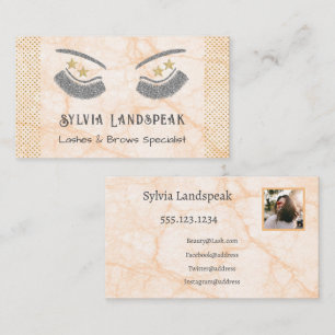 Tarjeta De Visita Eyelashes y fotos de Purpurinas de oro y plata