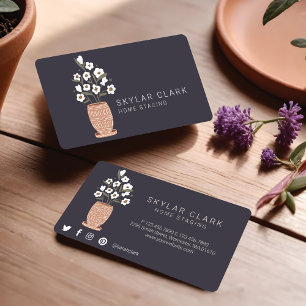 Tarjeta De Visita Fábrica de flores bohemias en casa montando carbón