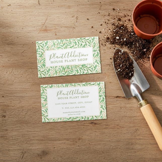 Tarjeta De Visita Fábrica Leafy William Morris House (Leafy William Morris House Plant Shop Business Card)