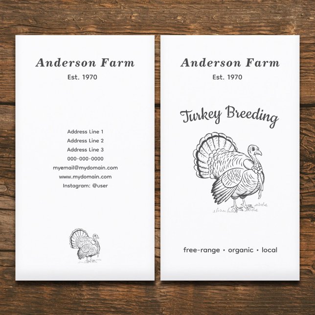 Tarjeta De Visita Fábrica Turquía simple vertical (Turkey Farm Vertical Business Card)