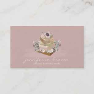 Tarjeta De Visita Fabricación de jabón floral beige rosa