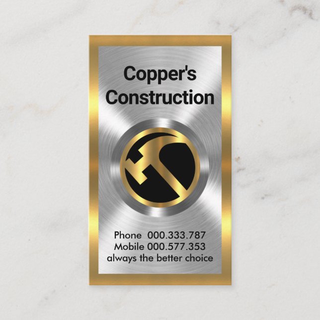 Tarjeta De Visita Fabricación de obras de metal de oro plateado (Anverso)