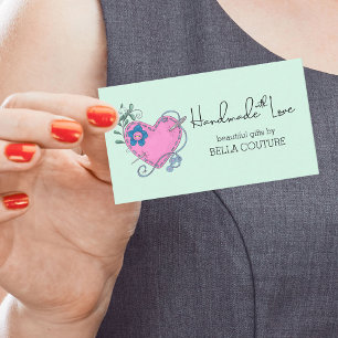 Tarjeta De Visita Fabricado a mano con amor Corazón País Corazón 