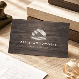 Tarjeta De Visita Fabricante de armarios con veta de madera moderna
