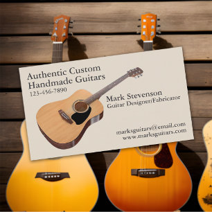 Tarjeta De Visita Fabricante de Guitarras Personalizadas Hechas a Ma