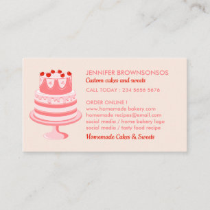 Tarjeta De Visita fabricante de pasteles de repostería Pink One Side
