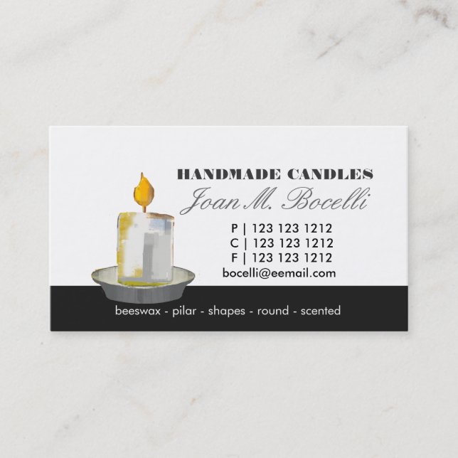 Tarjeta De Visita Fabricante de velas ~ Fabricación (Anverso)