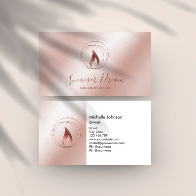 Tarjeta De Visita Fabricante de velas modernas Rubor Pink Minimal Ca (Subido por el creador)