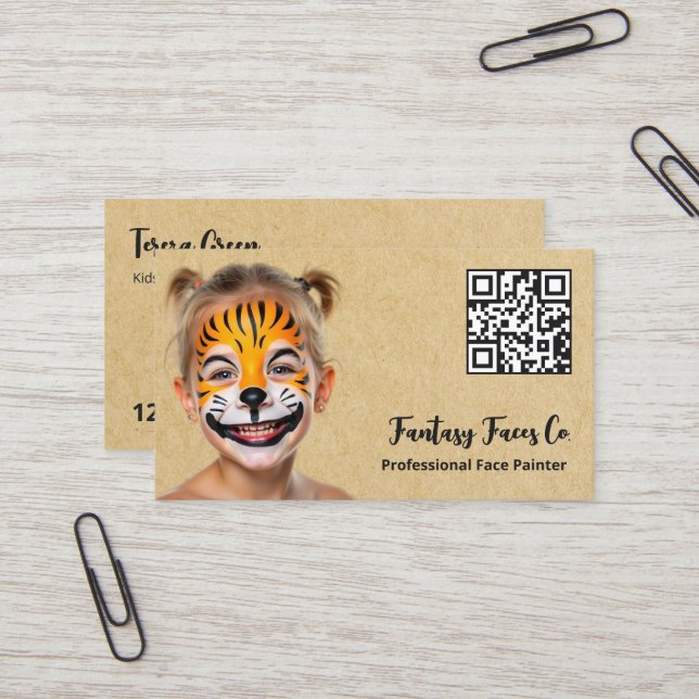 Tarjeta De Visita Face Painter QR (Anverso/Reverso In Situ)