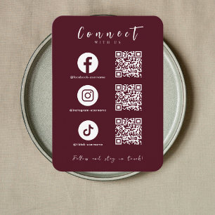 Tarjeta De Visita Facebook Instagram Tiktok QR Code Burgundy