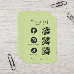 Tarjeta De Visita Facebook Instagram Tiktok QR Code Lime Green