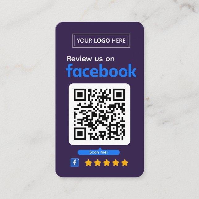 Tarjeta De Visita Facebook Review Request Business Card Deep Plum (Anverso)