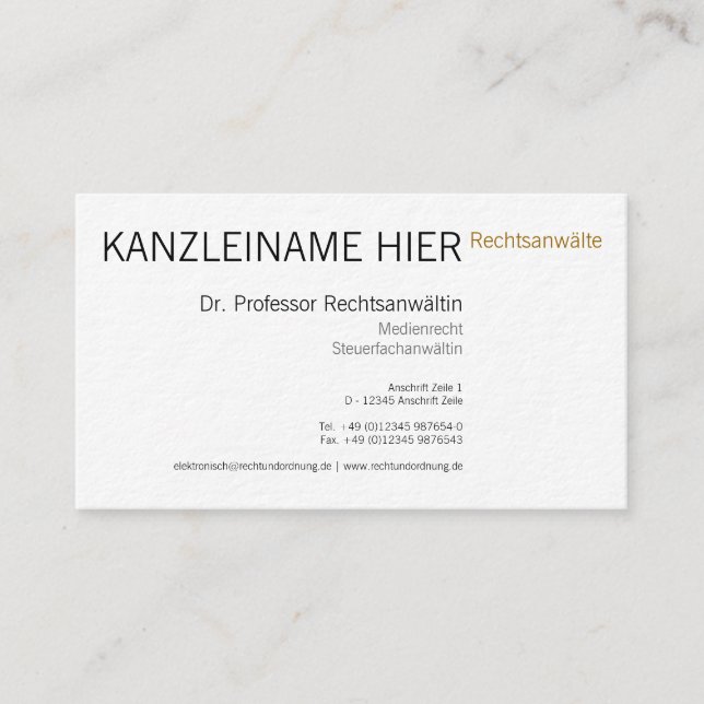 Tarjeta de visita Fachanwalt (Anverso)