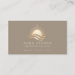 Tarjeta De Visita Facilitador de Respiración Minimalista de Oro