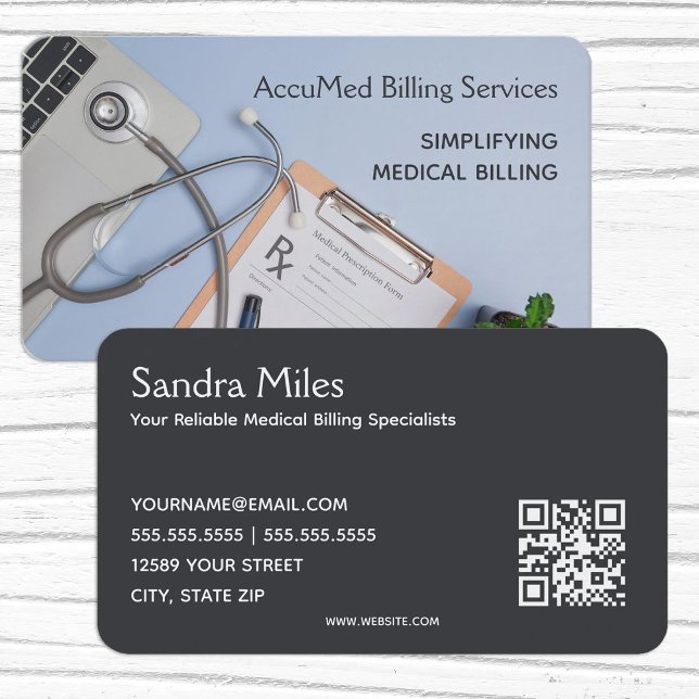 Tarjeta De Visita Facturación médica de QR (QR Medical Billing Business Cards)