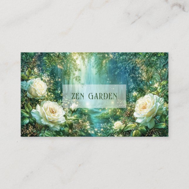Tarjeta De Visita Fairy Tale Forest White Rose Luminous Landscape (Anverso)