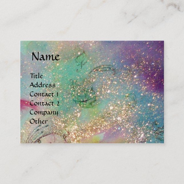 Tarjeta De Visita FAIRY Y GRIFFIN Fantasy acuarela Azul (Anverso)