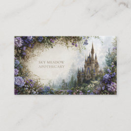 Tarjeta De Visita Fairytale Castle Purple Blue Floral Mountain
