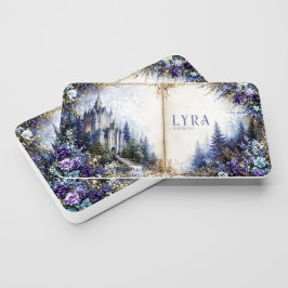 Tarjeta De Visita Fairytale Castle Purple Floral Open Storybook