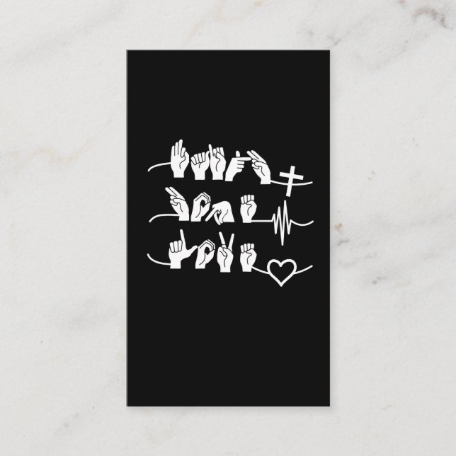 Tarjeta De Visita Faith Hope Love ASL American Rótulo Language (Anverso)