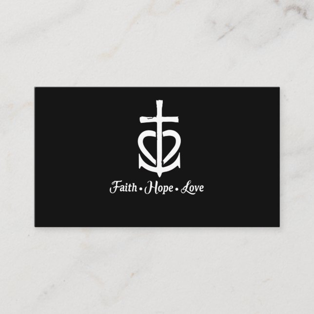 Tarjeta De Visita Faith Hope Love Cross Anchor Heart Jesus (Anverso)