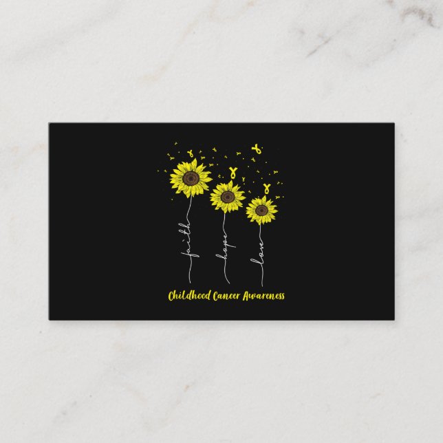 Tarjeta De Visita Faith Hope Love Sunflower Children Cancer Awarene (Anverso)