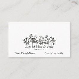 Tarjeta De Visita Faith over Fear Bible Verse Floral Doodle Church