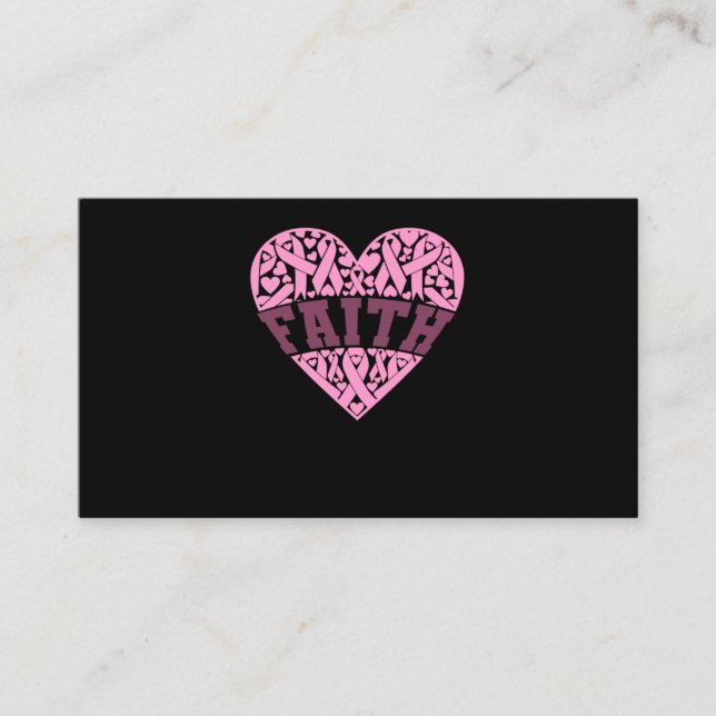 Tarjeta De Visita Faith Pink Heart Breast Awareness (Anverso)
