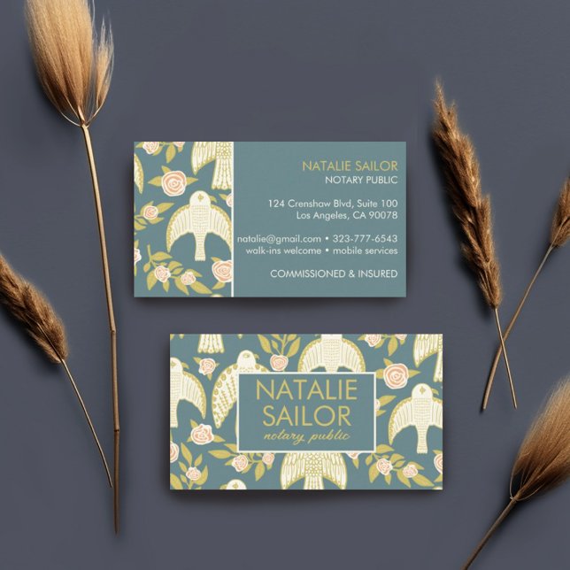 Tarjeta De Visita Falcons y Rosas Moda singular notario público mode (Custom business cards with a chic elegant falcons and roses design)