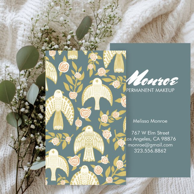 Tarjeta De Visita Falcons y Rosas Personalizado elegante de patrones (Falcons & Roses Elegant Illustrated Business Card
)