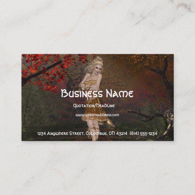 Tarjeta De Visita Fall Faerie Design 2 - Fantasy Business Card (Anverso)