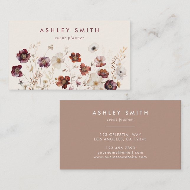 Tarjeta De Visita Fall Wildflower Field Business Card (Anverso / Reverso)