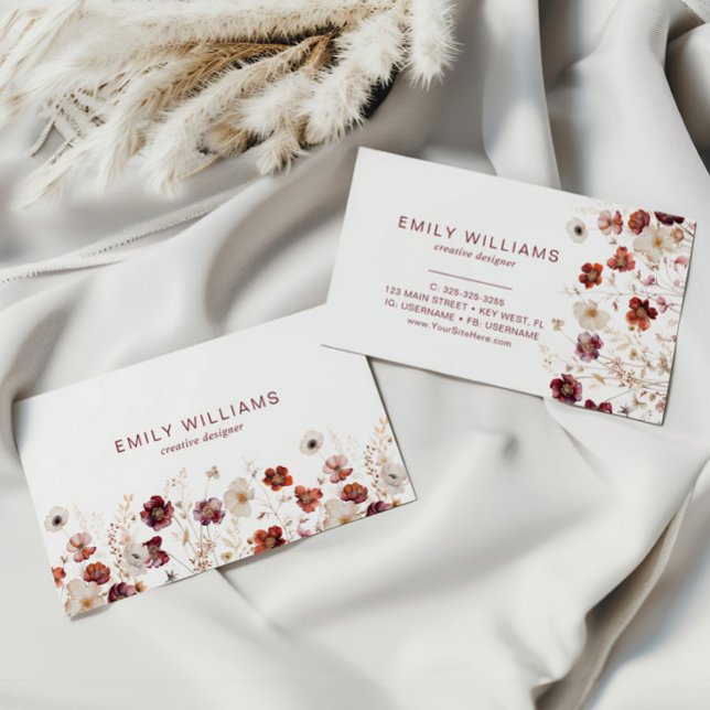 Tarjeta De Visita Fall Wildflowers Floral Business Card (Subido por el creador)