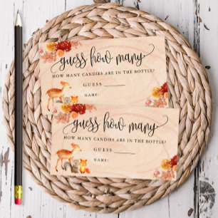 Tarjeta De Visita Fall Woodland Animals adivina cuántas cartas de ju